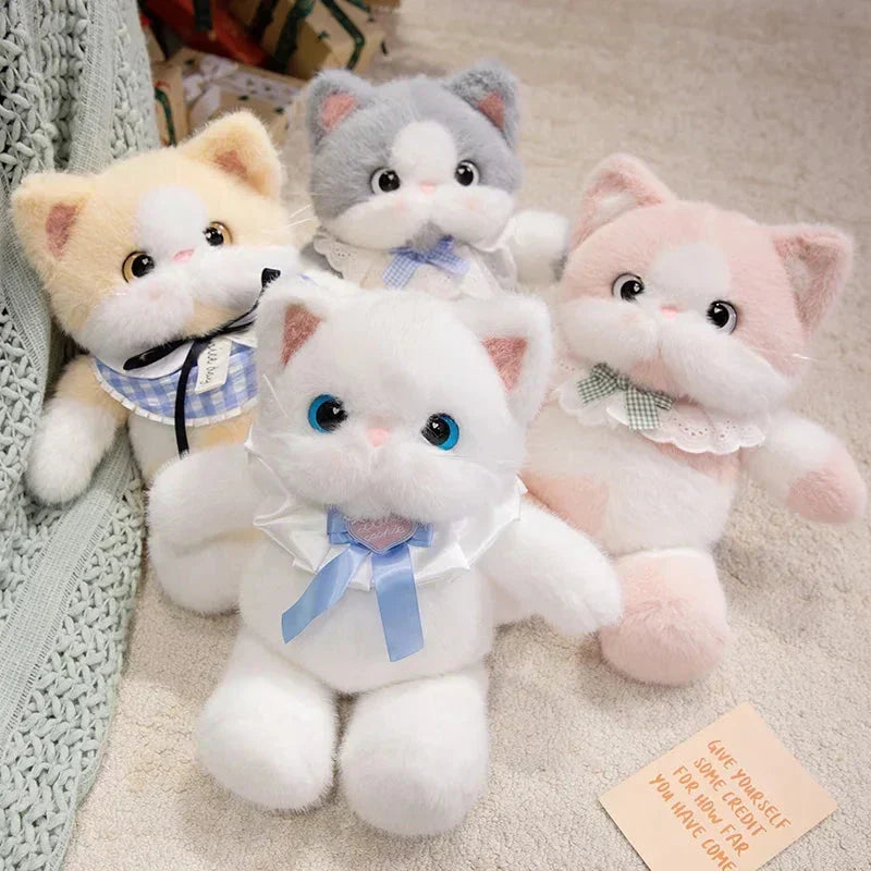 Kawaii Katt Plush Familj med Halsband