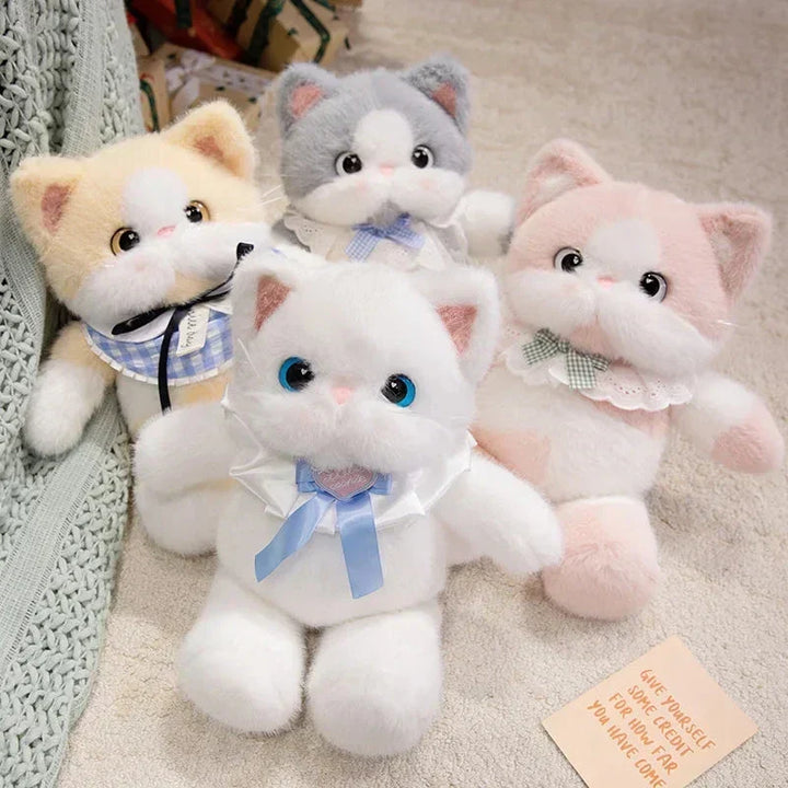 Kawaii Katt Plush Familj med Halsband