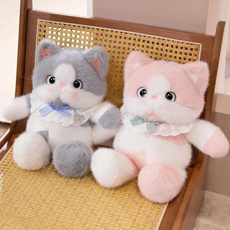 Kawaii Katt Plush Familj med Halsband