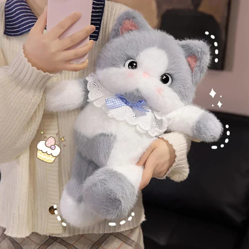 Kawaii Katt Plush Familj med Halsband