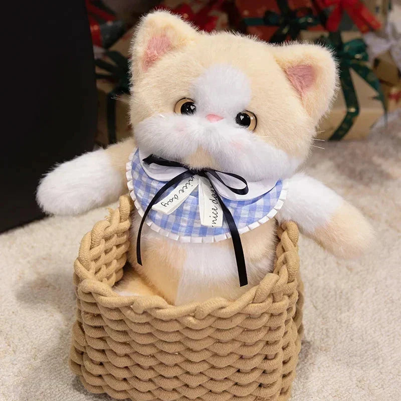 Kawaii Katt Plush Familj med Halsband