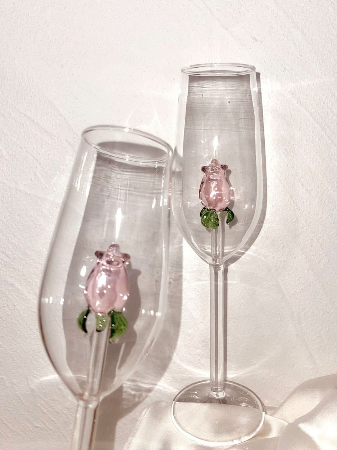 La Vie En Rose | Champagneglas - Handgjort