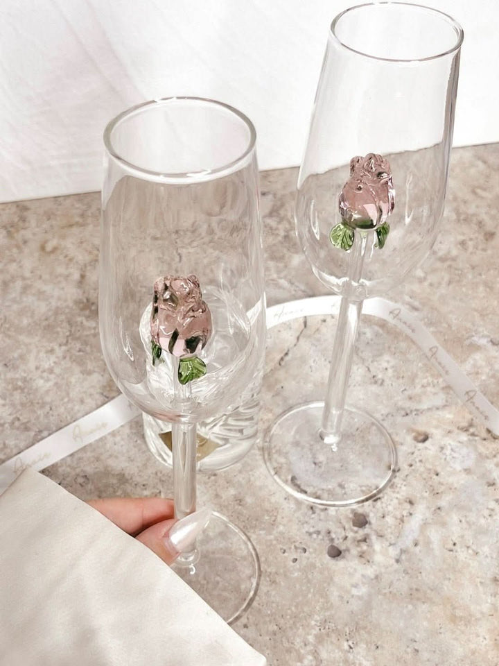 La Vie En Rose | Champagneglas - Handgjort