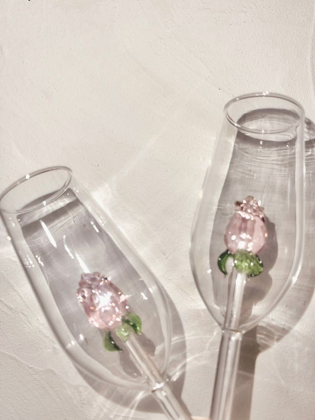 La Vie En Rose | Champagneglas - Handgjort