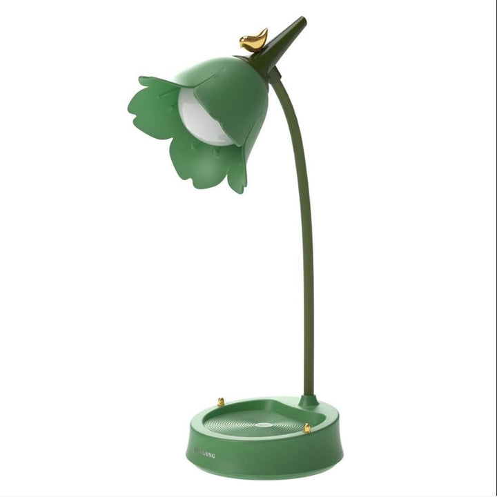 LED-bordslampa med blommotiv, stilren och färgglad