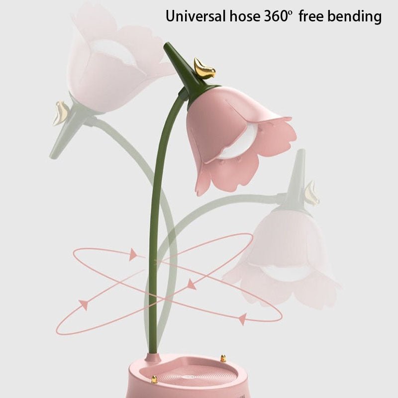 LED-bordslampa med blommotiv, stilren och färgglad