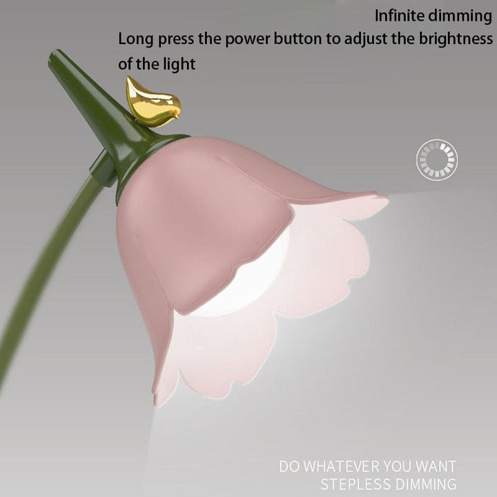 LED-bordslampa med blommotiv, stilren och färgglad