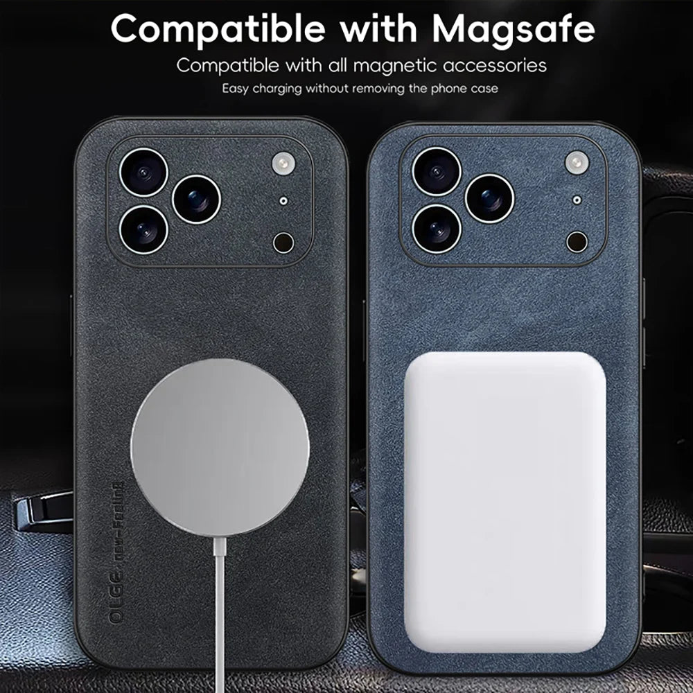 LUXEGUARD – Premium Läder Telefonfodral med MagSafe för iPhone