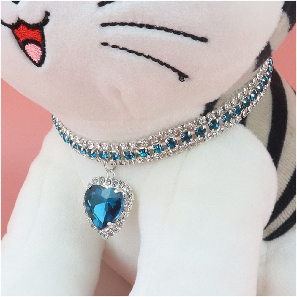Lyxig Katt | Lyxig Kristall Katt Halsband med Hjärta Ädelsten Hänge Reflekterande