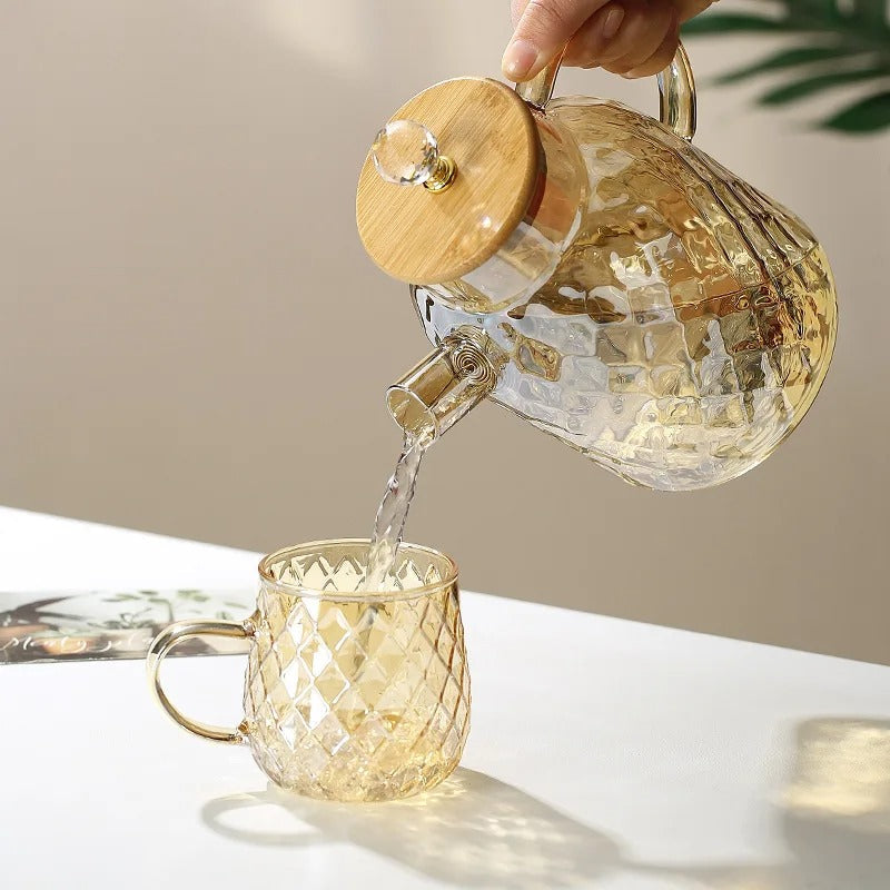 Klassisk Kristall Teapot | Glas &amp; Trä
