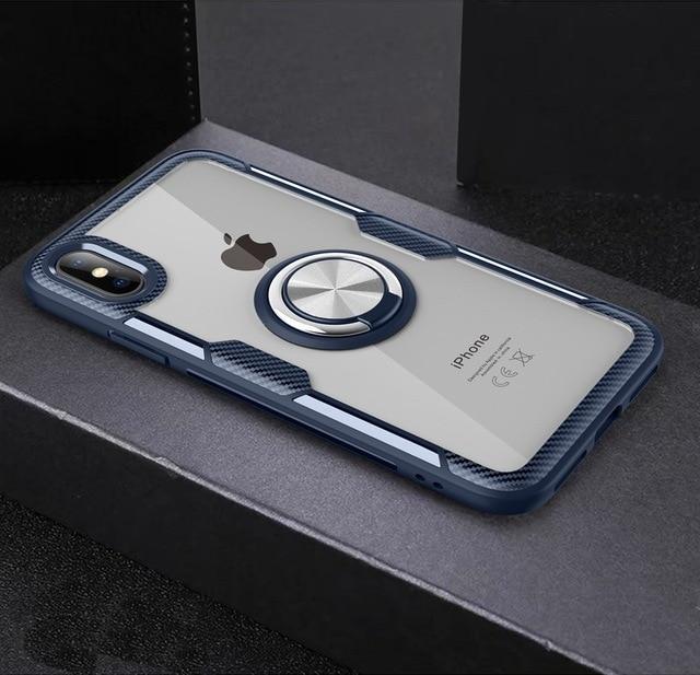 Magnetisk Ring Kolfiber iPhone Fodral
