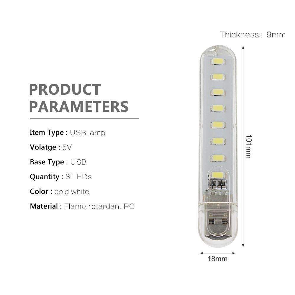 Mini USB LED Nattlampa - Kall Vit Lampa