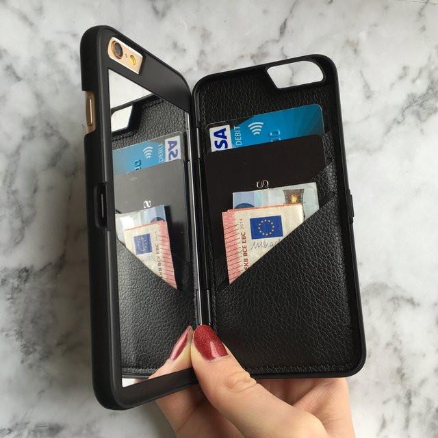 Lily - Den lyxiga sminkspegeln/Plånboksfodralet för iPhone |