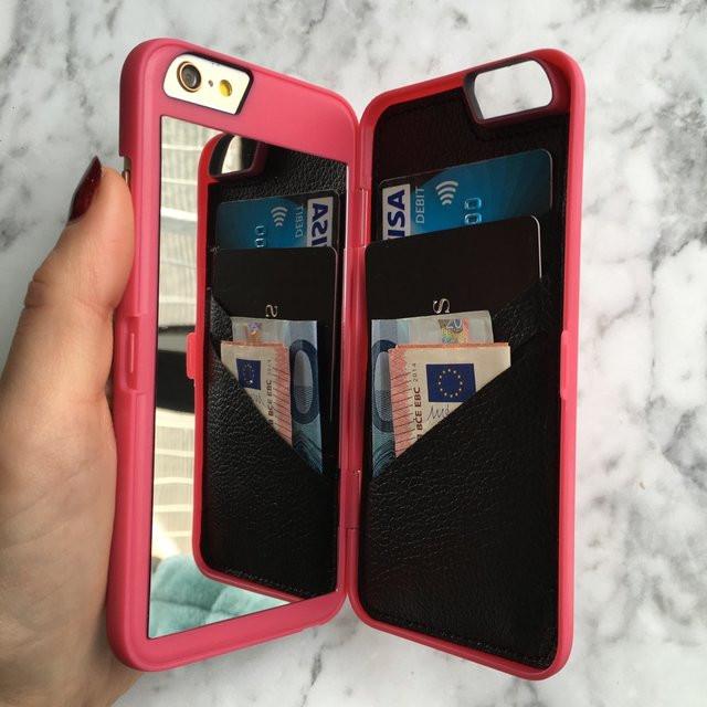Lily - Den lyxiga sminkspegeln/Plånboksfodralet för iPhone |