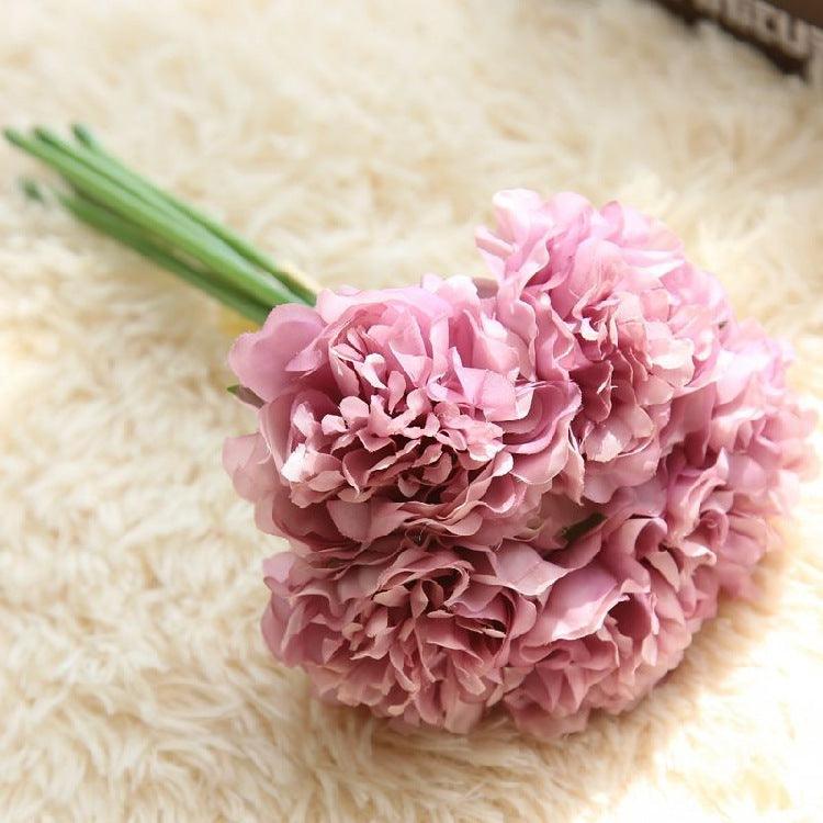 Elegant Pion Silke Blomsterbundt - Set med 5 Huvuden