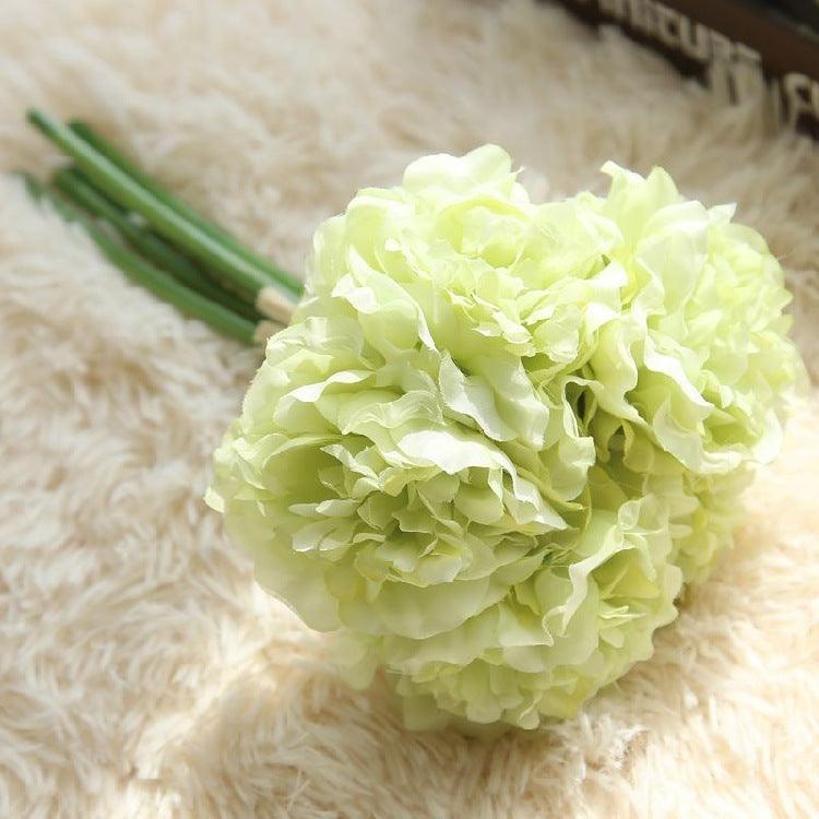 Elegant Pion Silke Blomsterbundt - Set med 5 Huvuden