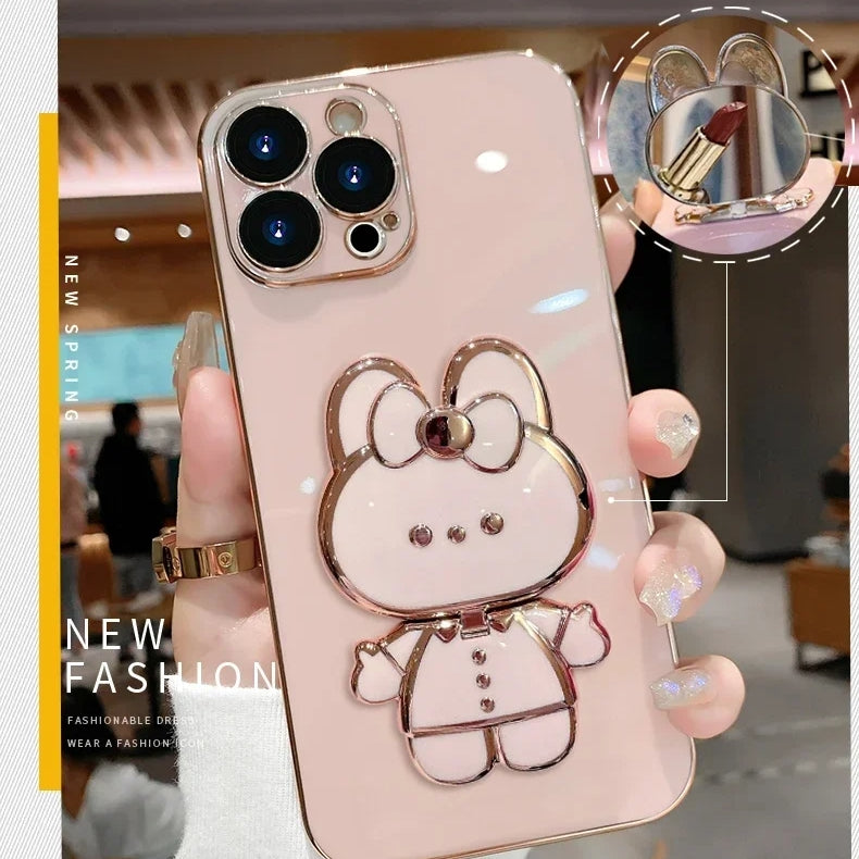 3D Kanin Koreansk Stil Spegel iPhone Fodral