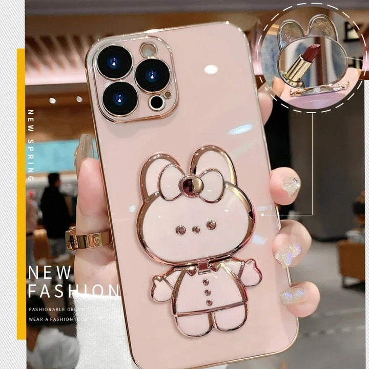 3D Kanin Koreansk Stil Spegel iPhone Fodral