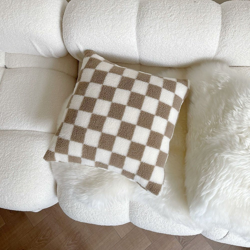 Plush Fleece Rutig Örngott