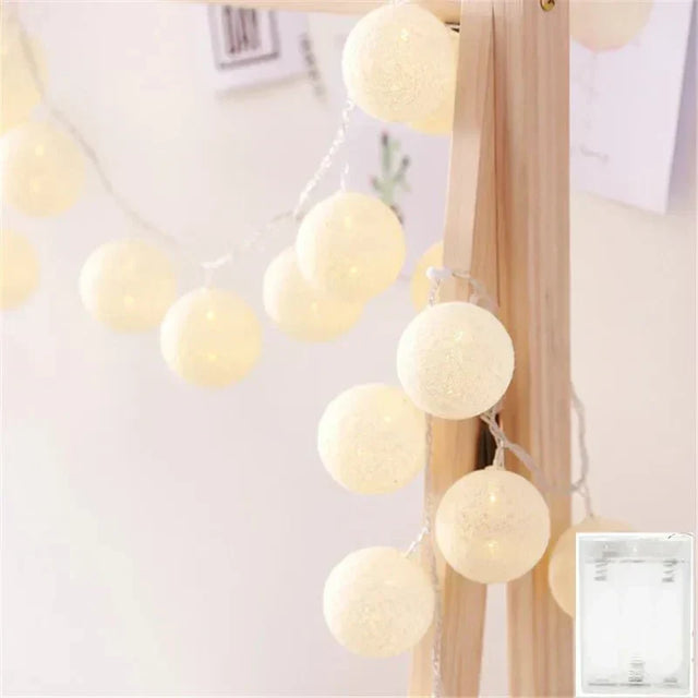 Söta Pastellfärgade Bomullsboll Fairy Lights Girlang