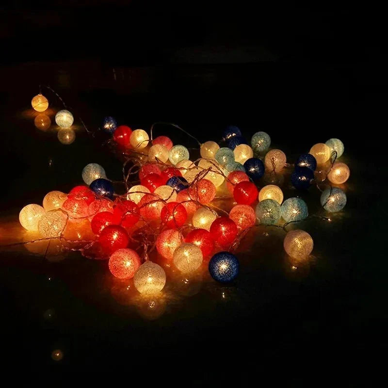 Söta Pastellfärgade Bomullsboll Fairy Lights Girlang