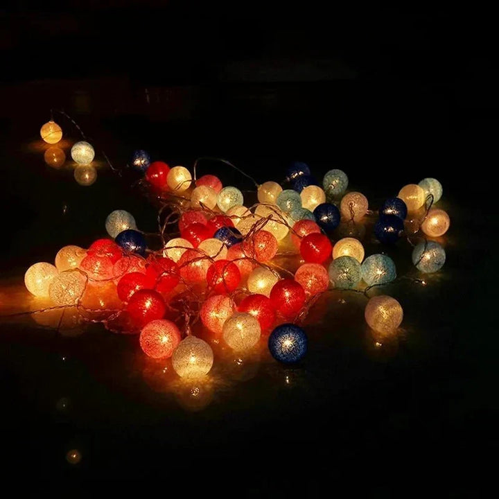 Söta Pastellfärgade Bomullsboll Fairy Lights Girlang