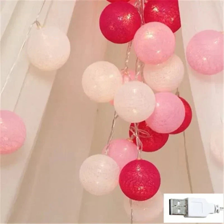Söta Pastellfärgade Bomullsboll Fairy Lights Girlang