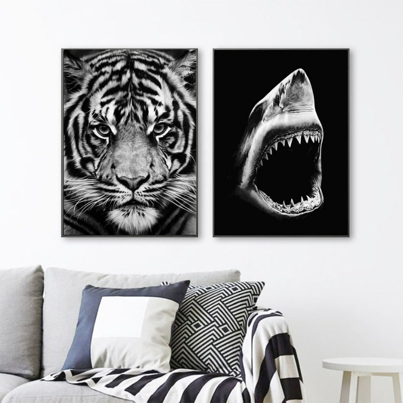 Natur Vilda Djur Afrika Vilda Djur Svart Vit - Canvas Väggkonst Målning