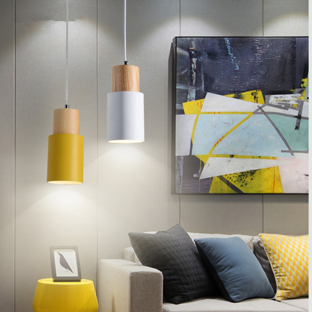 Designer Nordisk Träbas Pendellampa