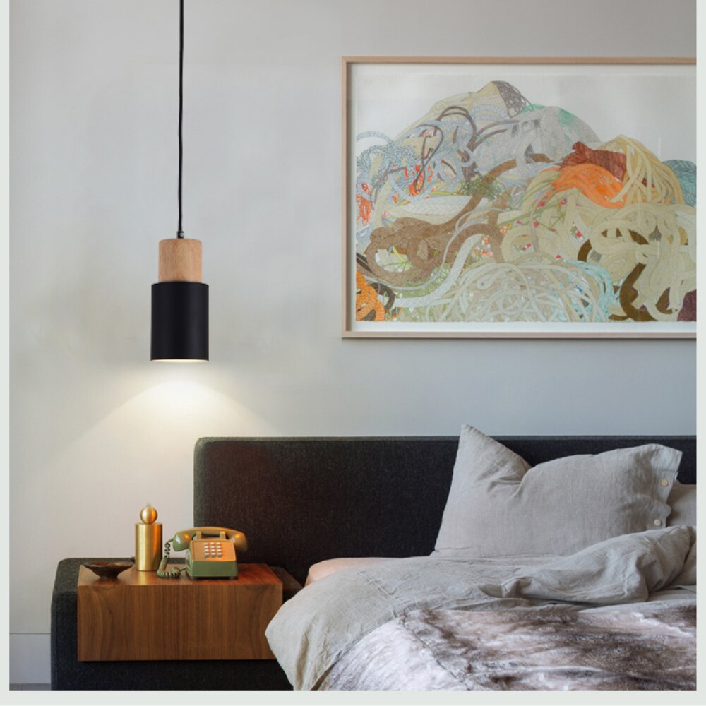 Designer Nordisk Träbas Pendellampa