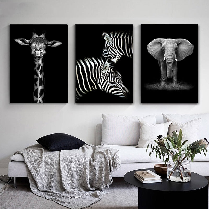 Natur Vilda Djur Afrika Vilda Djur Svart Vit - Canvas Väggkonst Målning