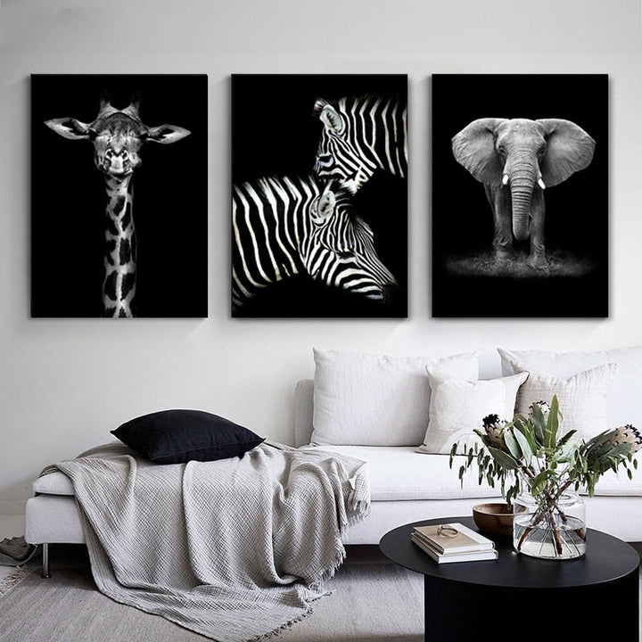 Natur Vilda Djur Afrika Vilda Djur Svart Vit - Canvas Väggkonst Målning