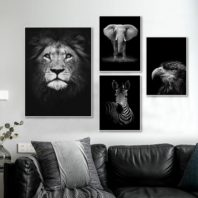 Natur Vilda Djur Afrika Vilda Djur Svart Vit - Canvas Väggkonst Målning