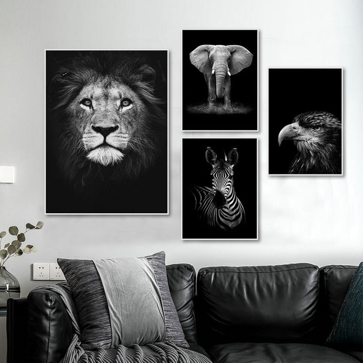 Natur Vilda Djur Afrika Vilda Djur Svart Vit - Canvas Väggkonst Målning