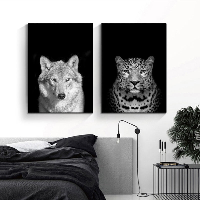 Natur Vilda Djur Afrika Vilda Djur Svart Vit - Canvas Väggkonst Målning
