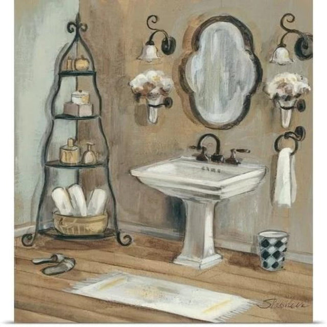Elegant Fransk Spegelbad - Canvas Väggkonst Målning |