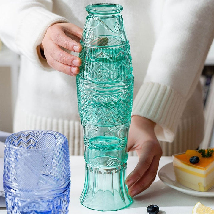Färgglatt Glas Muggsset i Koi Fiskform - Rea