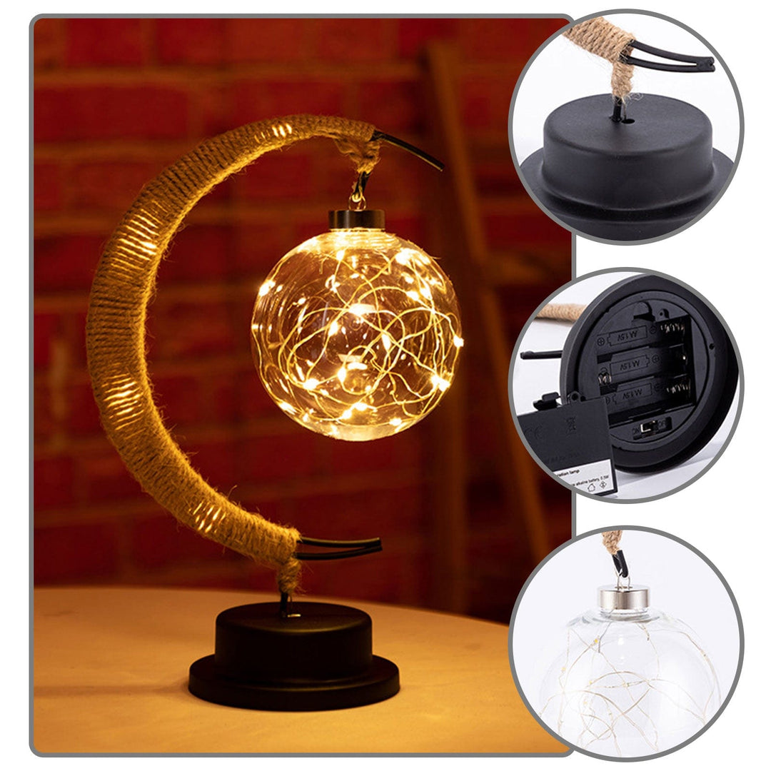 Rayvia Lunar Lamp - Halvmåne LED-lampa med glasglob för en mysig atmosfär