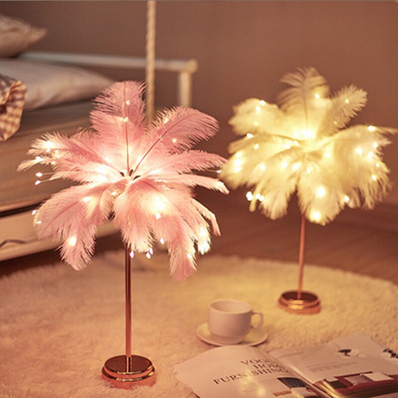 Fjäderpalm Kreativ Bordslampa