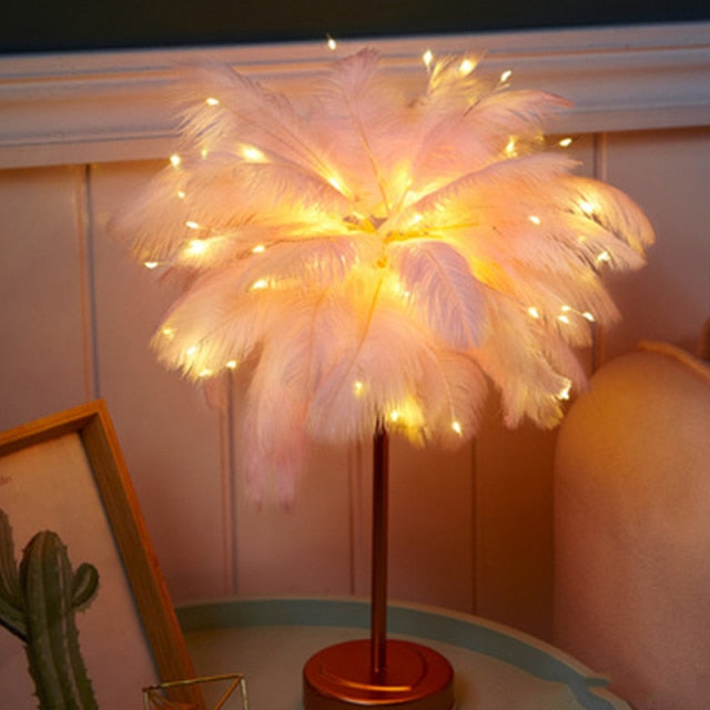 Fjäderpalm Kreativ Bordslampa