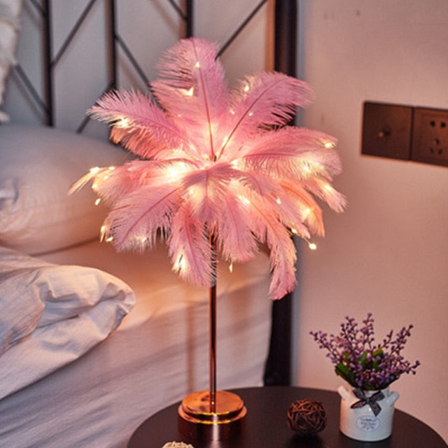 Fjäderpalm Kreativ Bordslampa