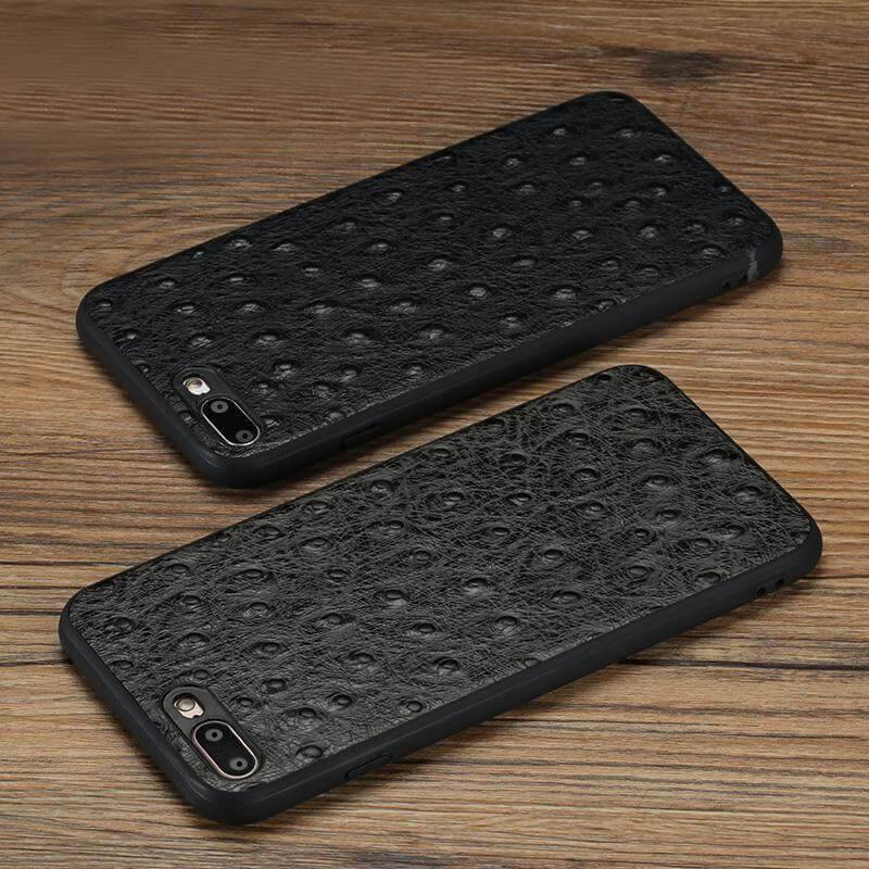 Äkta Läder Struts Skinn Textur Iphone Fodral