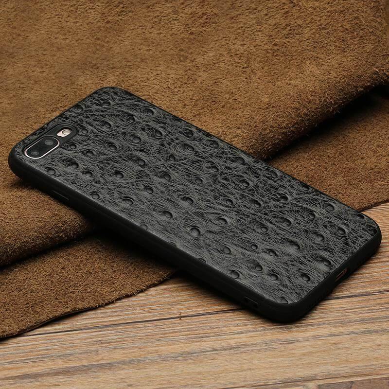 Äkta Läder Struts Skinn Textur Iphone Fodral