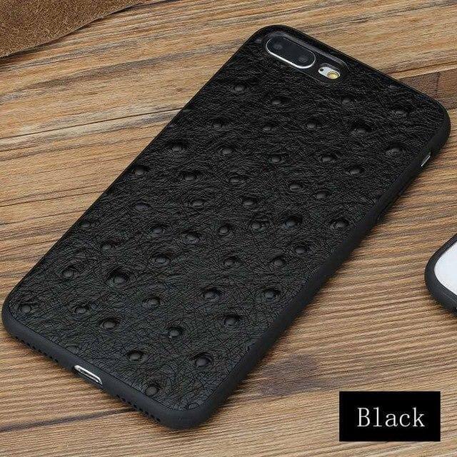 Äkta Läder Struts Skinn Textur Iphone Fodral