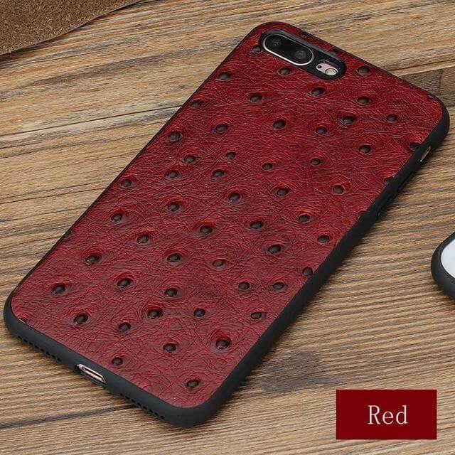 Äkta Läder Struts Skinn Textur Iphone Fodral