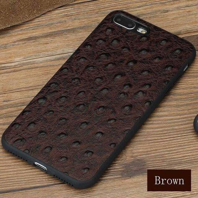 Äkta Läder Struts Skinn Textur Iphone Fodral