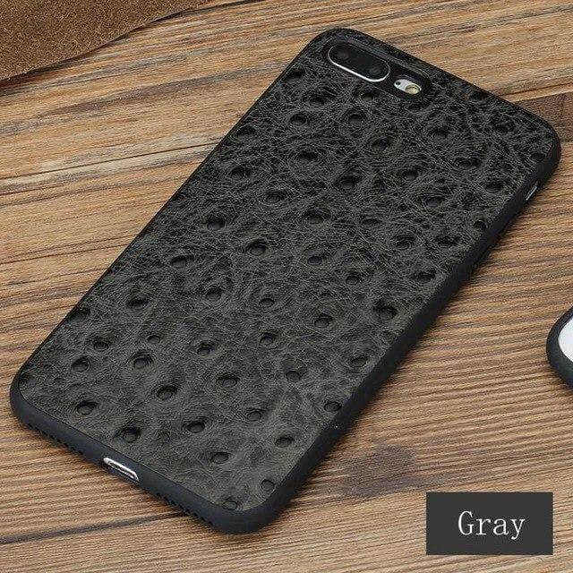 Äkta Läder Struts Skinn Textur Iphone Fodral