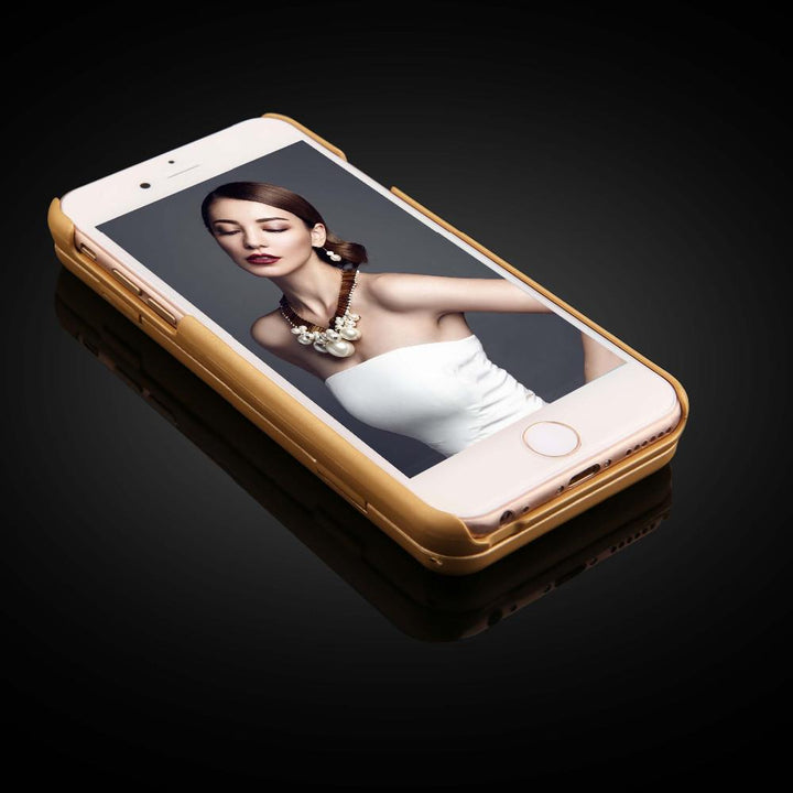 Lily - Den lyxiga sminkspegeln/Plånboksfodralet för iPhone |
