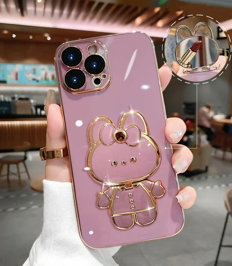 3D Kanin Koreansk Stil Spegel iPhone Fodral