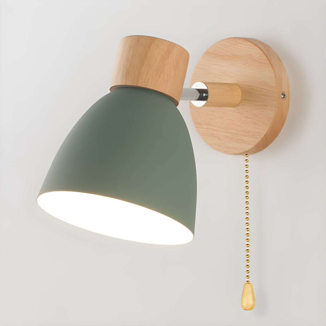 Trä Nordic Vägglampa med Strömbrytare för Sovrummet